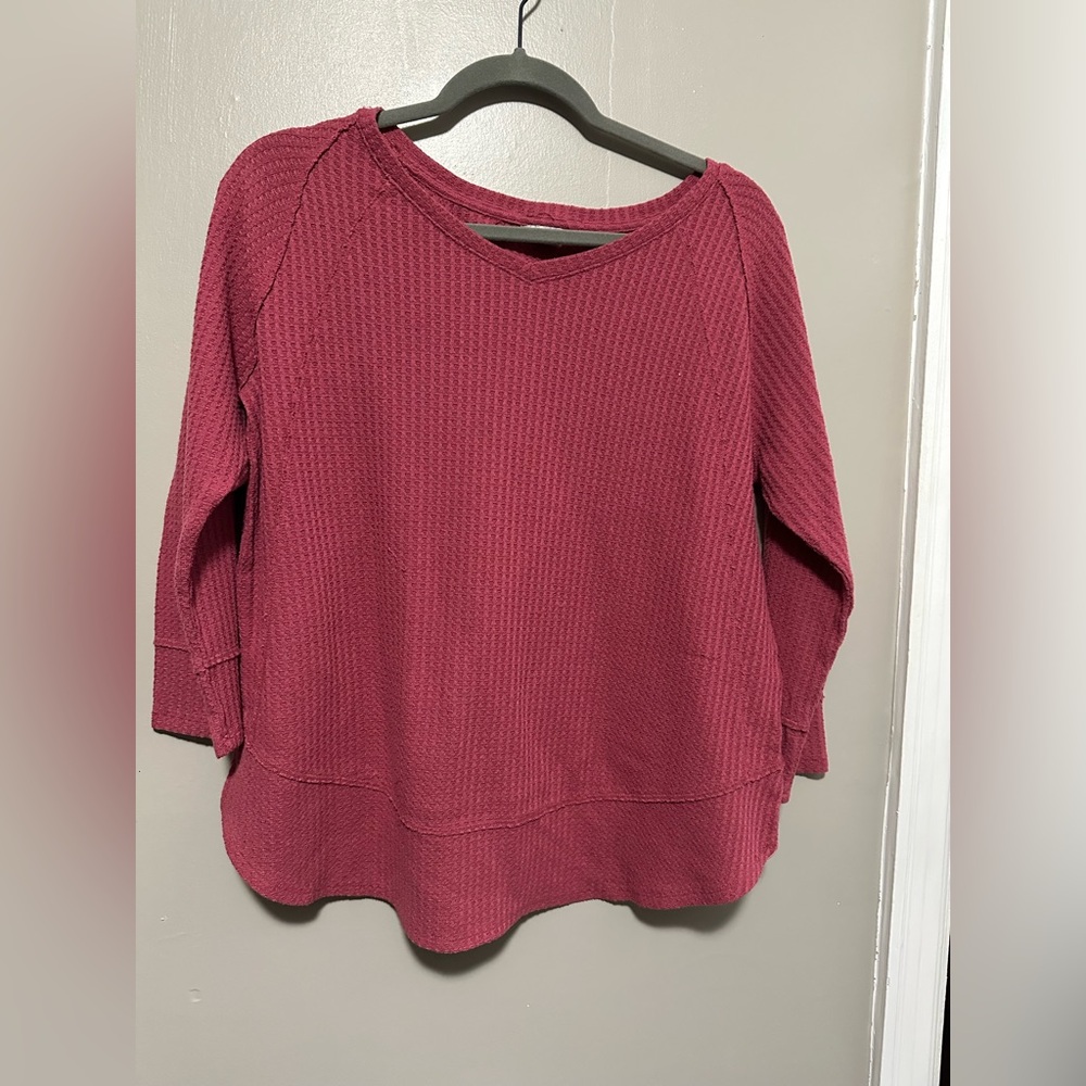 Sonoma Pink Waffle Long Sleeve Top